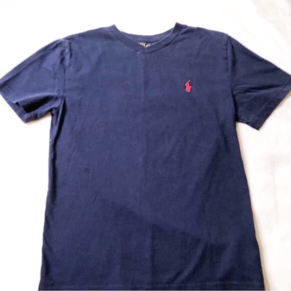 Polo Ralph Lauren navy blue v neck tee shirt size Small or 8 - Picture 1 of 6